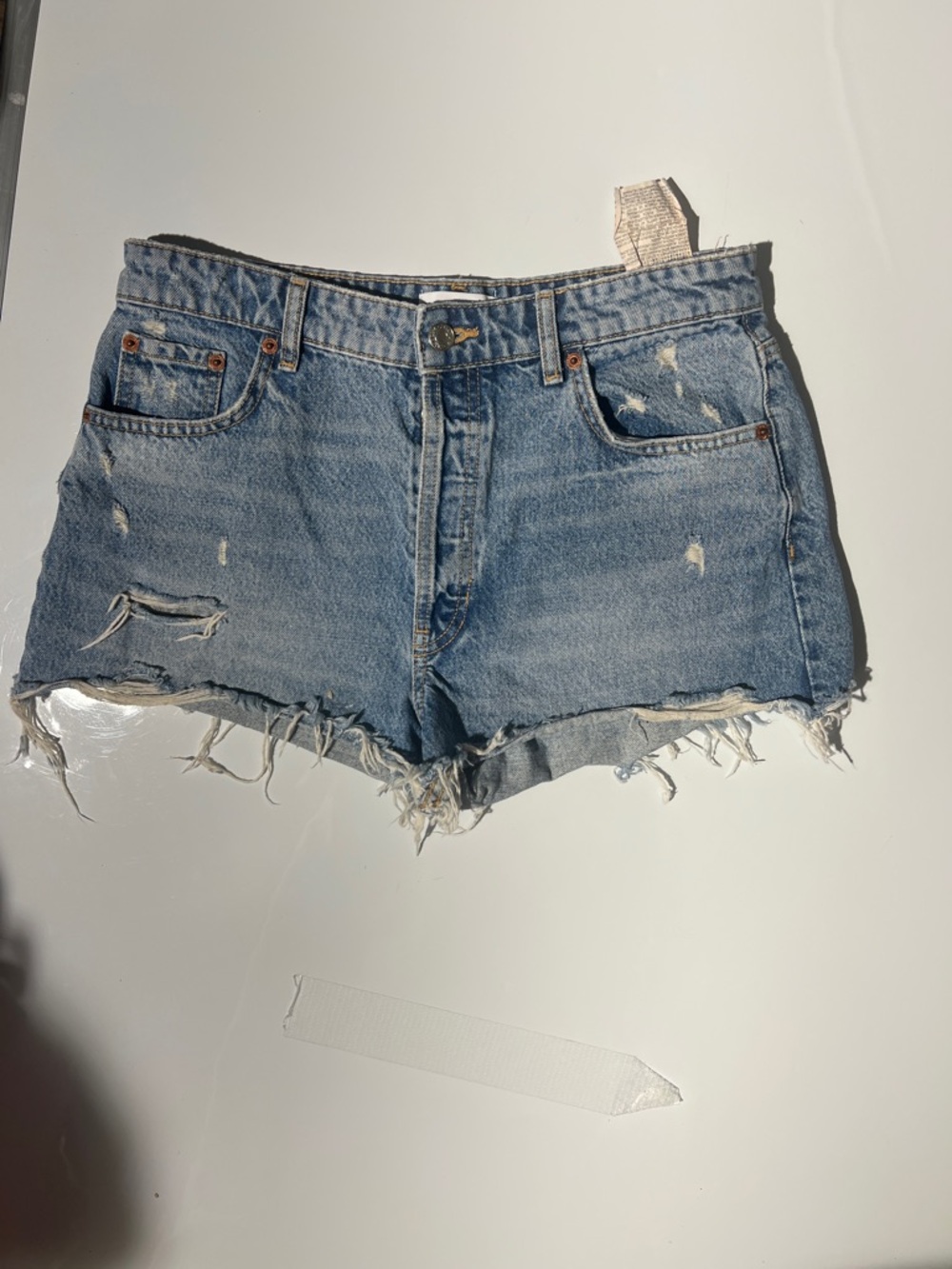 Zara Light Denim Distressed Cutoff Shorts